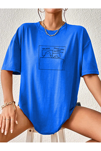 STUFF İSTANBUL Dormi acum Tricou alb cadou unisex cu citat amuzant imprimat