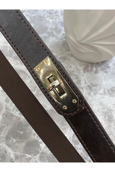 MELTEM TUĞAN Front Elastic Detailed Belt Brown