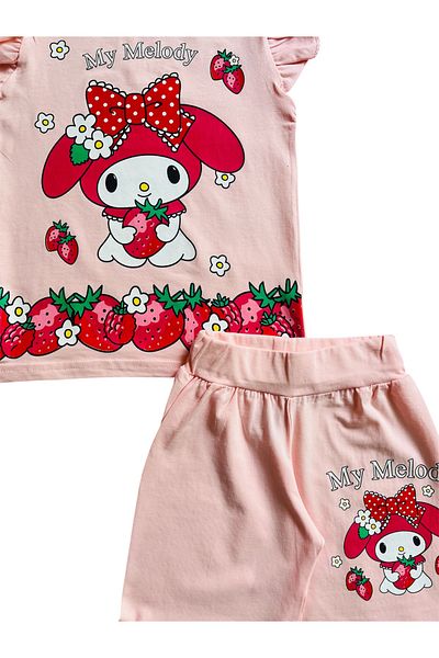 YUMİYUMM Girl's Melody Printed Shorts Suit