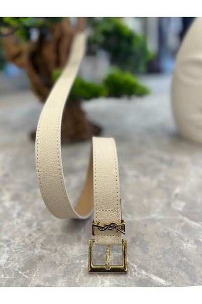 MELTEM TUĞAN Gold Written Square Belt Beige