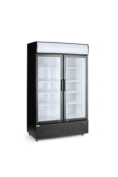 HENDI Refrigerated display case with illuminated panel, 2 doors, 512L, Arktic, 220-240V/510W, 1120x585x(H)1900mm