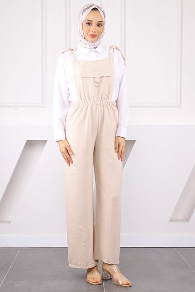 İmajButik Μπεζ φόρμα με λεπτομέρεια τσέπης
