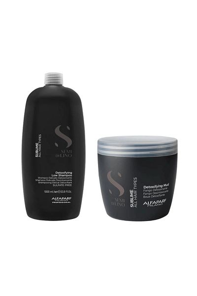 Alfaparf Milano Set Alfaparf Milano Semi Di Lino Sublime Detoxifying Mud, Shampoo, 1000 ml + Mask, 500 ml