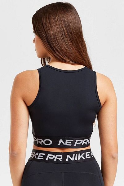 Nike Pro Training Dri Fit Shine Crop Tank Top Women's Shiny Swoosh Crop Tank Top Black