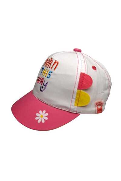 Kitti Spteks Kitti 0-18 Months Baby Girl White Color Print and Embroidery Figured Summer Cap Hat