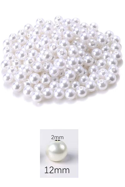 just cheap store 500 Gram 12mm White Color Plastic Pearl Beads in Bag and Jewelry Making Bead (~400Pcs)