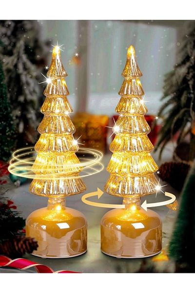 Premier Set of 2 glass table lamps Christmas Tree, 9 x 9 x 30 cm, PREMIER