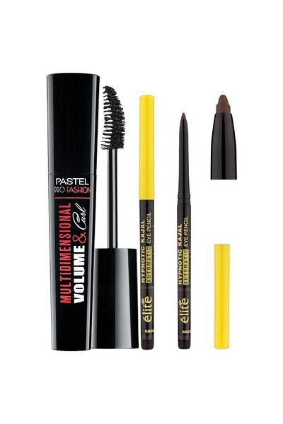 Pastel Multidimensional Volume&Curlmascara + Elite Kajal Eye Pencil (Brown)