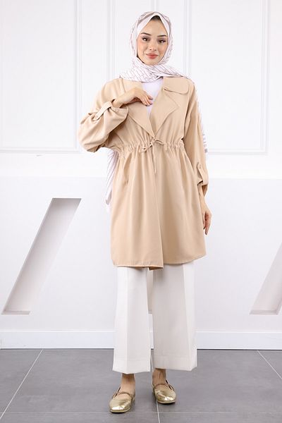 İmajButik Μπουφάν με διπλό στήθος με γιακά