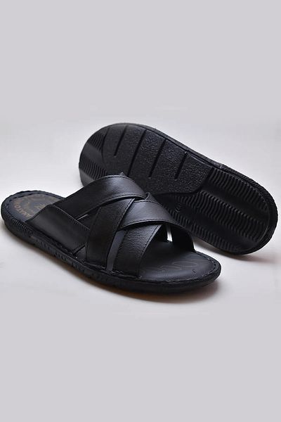 Waresta Men's Genuine Leather Daily Orthopedic Sole Slippers