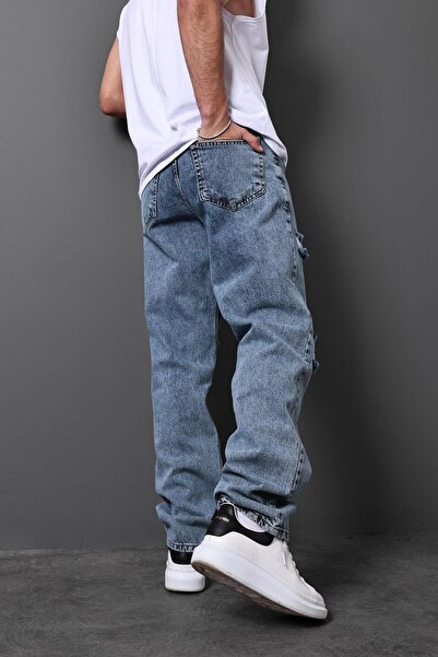 Slatra Men's Blue Laser Baggy Fit Cotton Trousers