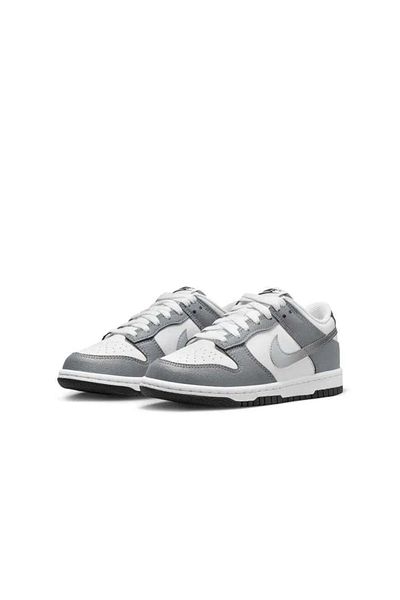 Nike Dunk Low (Gs) Gray Leather Shoes Unisex Leather Gray Sneakers Hm9617-001