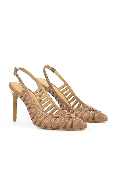 Ziya , Women's Genuine Leather Heeled Shoes 1511030Z2532 Dark Beige
