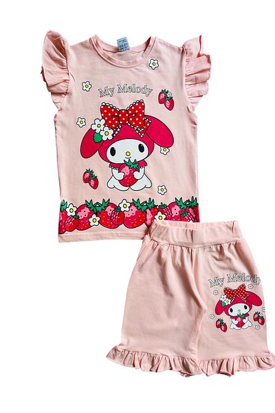 YUMİYUMM Girl's Melody Printed Shorts Suit