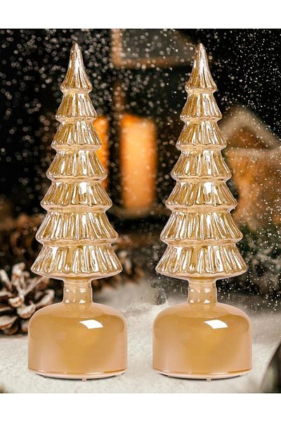 Premier Set of 2 glass table lamps Christmas Tree, 9 x 9 x 30 cm, PREMIER
