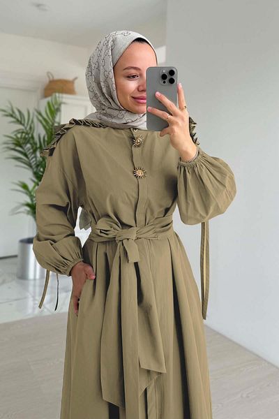 Ka Hijab Φόρεμα με μακριά ζώνη - Πράσινο