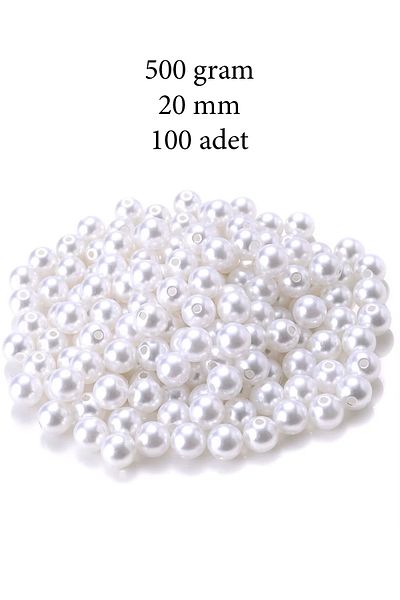 just cheap store 500Gram 20mm White Color Plastic Pearl Beads for Bag&Jewelry Making Bead (~100Pcs)