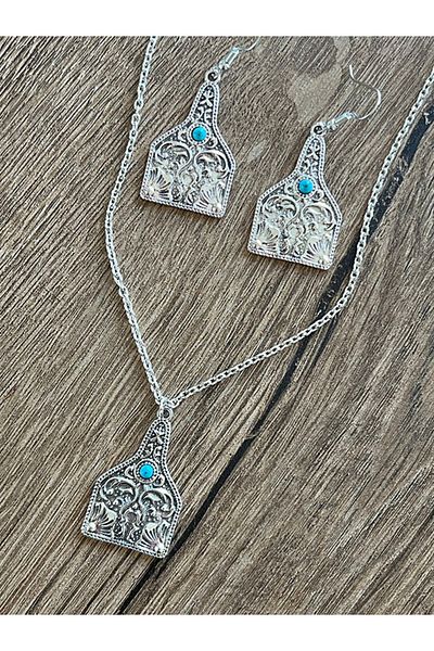 Büyük Hanım Ethnic Style Geometric Hollow Out Retro Necklace Earrings Set