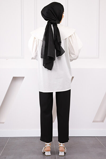 İmajButik Ekru Bebe Yaka Balon Kol Gömlek