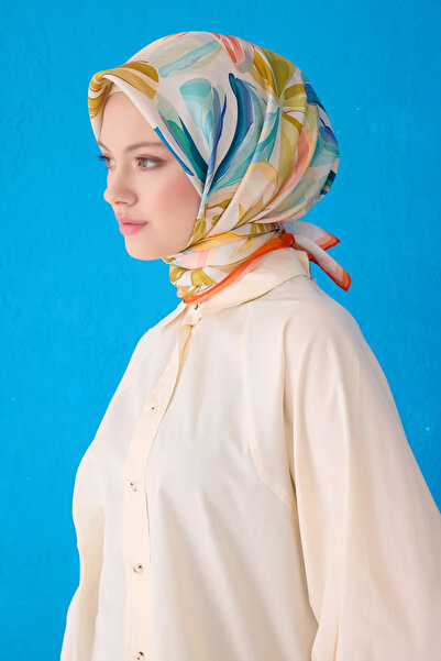 Belli Eșarfă din mătase pură 4107D02 (mătase Sura) 90 x 90 portocaliu