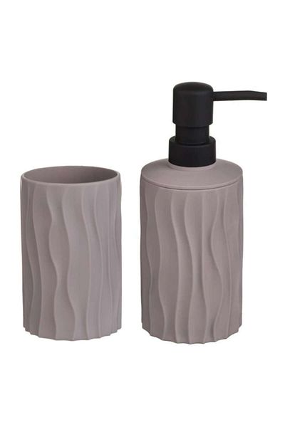 BREZIUM Set accesorii baie cu dozator de săpun și suport pentru periuță de dinți, BREZIUM