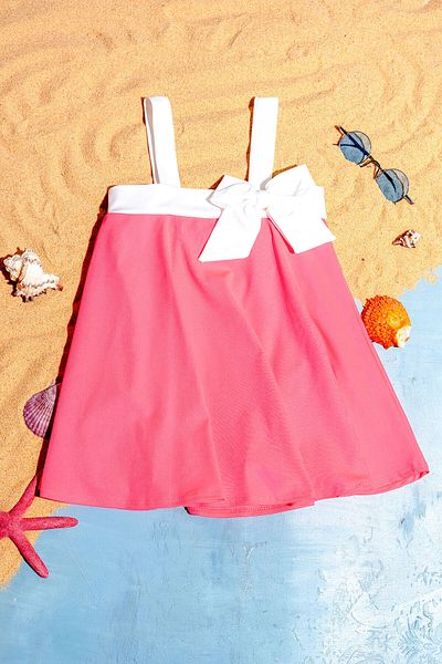Beniizle Girl's Swimsuit with Bow Detail and Skirt