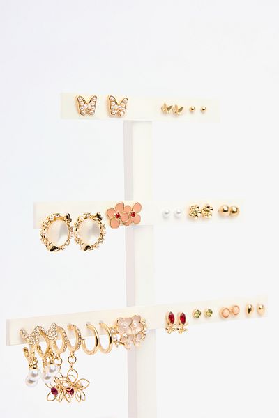 Penti Σετ σκουλαρίκια Mix Flower Gold Color