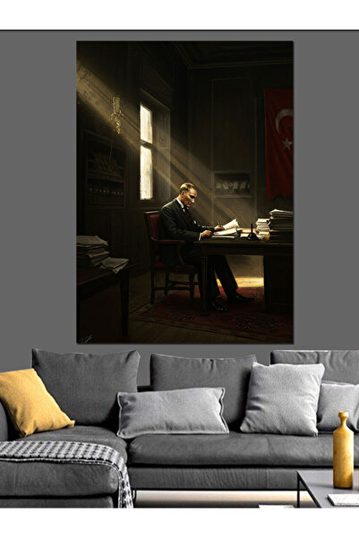 ekart Mustafa Kemal Atatürk Study Room Decorative Canvas - Mdf Wooden Painting