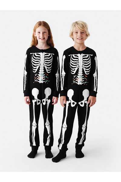 Penti Unisex Kids Skeleton Patterned Black Pajama Set