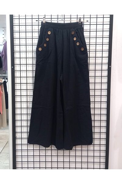 Butik Şans Wooden Button Detailed Pocketed Cotton Trousers