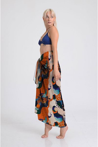 DESENİX Unusual Nature Print Pareo - 100X145 cm - Silky Chiffon & Luxurious Satin Fabric Option - Beach Dress