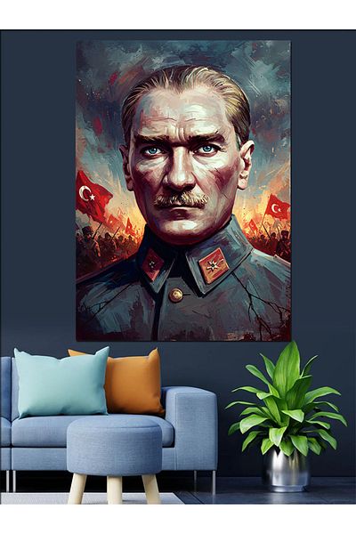 Tablomega Mustafa Kemal Atatürk Decorative Canvas - Mdf Wooden Painting