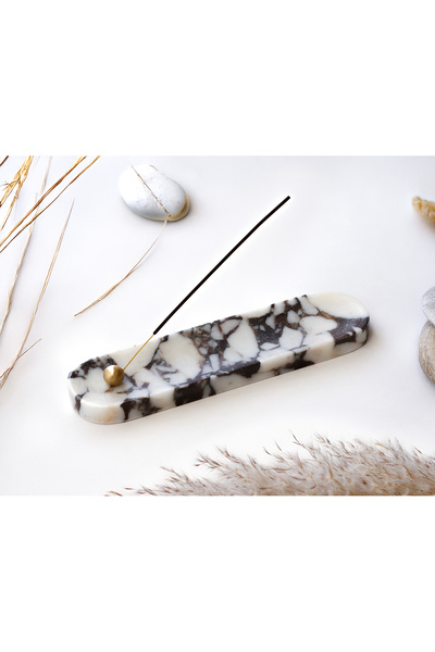 marbelix Dyana 30cm Lüks Mermer Tütsülük - Pirinç Tütsü Tutacağı - El Işçiliğ...