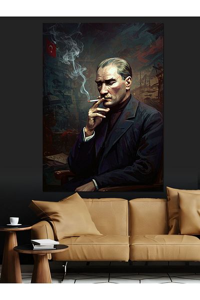 Tablomega Mustafa Kemal Atatürk Decorative Canvas - Mdf Wooden Painting