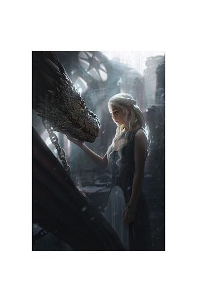 ve Tablou Canvas, Game Of Thrones, Daenerys, personaj, dragon, fantastic 4, 50 x 80 cm, Multicolor