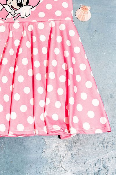 Beniizle Girl's Swimsuit with Score Pattern Skirt
