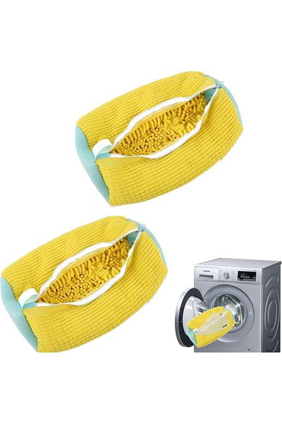 TECOS Shoe Washing Bags Set, Yellow, 39x19x9 Cm,, Ideal For The Washing Machine, 2 Pieces