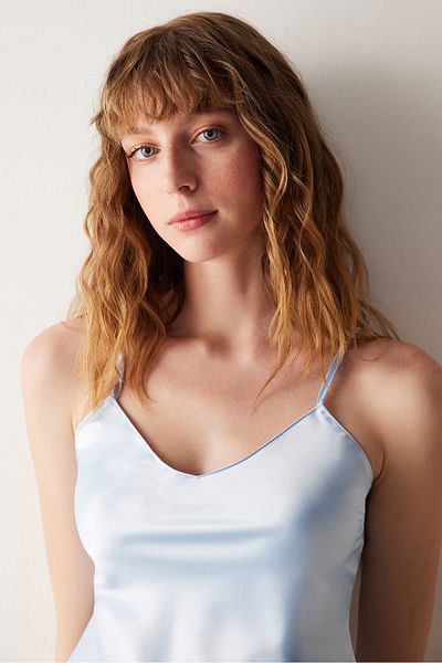 Penti Dahlia Satin Blue Athlete Pajama Top