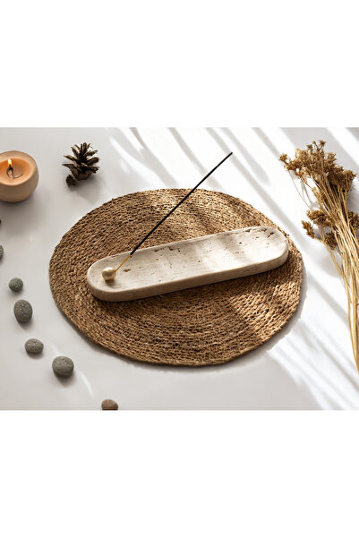 Genel Markalar Dyana 30cm Lüks Traverten Mermer Tütsülük - Pirinç Tütsü Tutac...