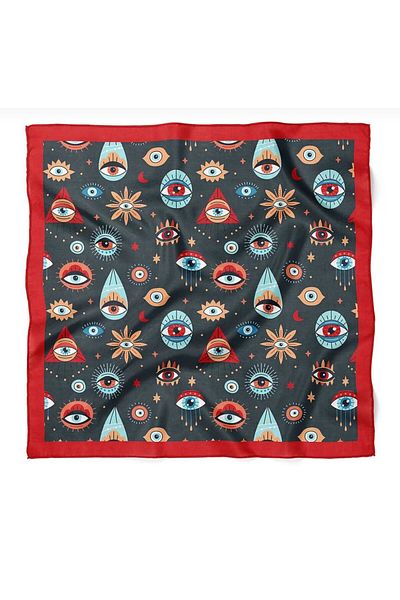 CHARMLUCKY Colorful Patterned Scarf 50X50 cm