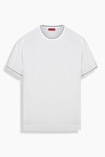 Sarar Interview Woven Rayon Knitwear Crew Neck T-Shirt White