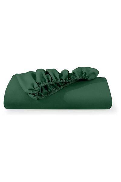 Kotonia Home Hotel Elastic Bed Cover, 100% Cotton, Damask Delux Satin, Emerald Green, 180×200 30 Cm