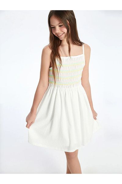 LC Waikiki Lcw Kids White Square Collar Girl Dress