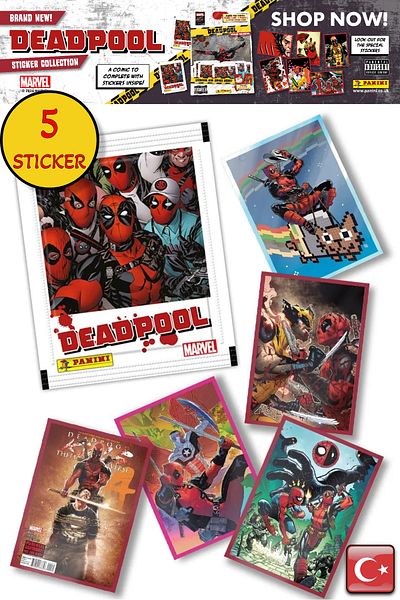 TOYFEST عبوة واحدة - مجموعة ملصقات Marvel Deadpool |   منتج مرخص من بانيني (5 ملصقات)