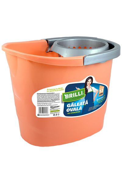 Cesiro Brilli Oval Bucket 13l Peach With Squeezer