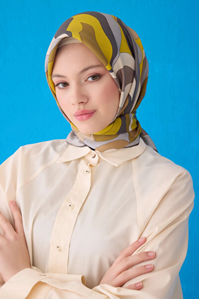 Belli Сіро-зелений 90x90 Шарф з чистого шовку Твіл 4108d02(-3185)