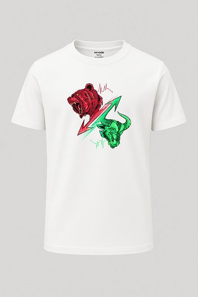 nirvoda Bear Bull Printed - Loose Fit Crypto Unisex T-shirt, λαιμόκοψη