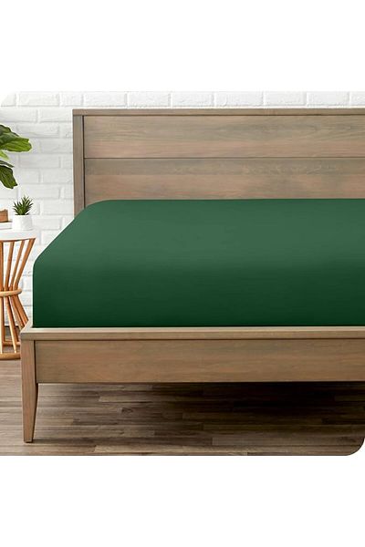Kotonia Home Hotel Elastic Bed Cover, 100% Cotton, Damask Delux Satin, Emerald Green, 180×200 30 Cm