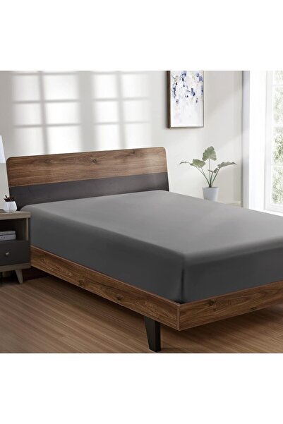 Kotonia Home Hotel elastic bed cover, 100% cotton, Damask DeLux Satin, taupe gray, 160200+35 cm