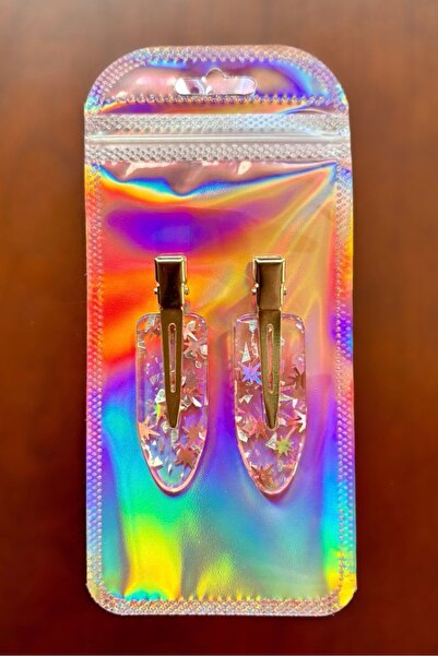 Metanoyaco 2'li iz bırakmayan klips toka (Pembe simli)